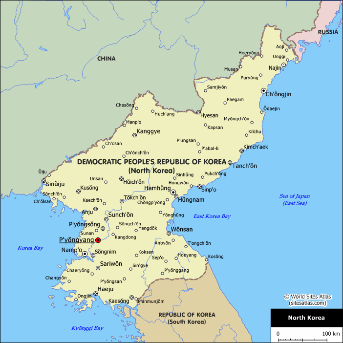 kore demokratik halk cumhuriyeti haritasi